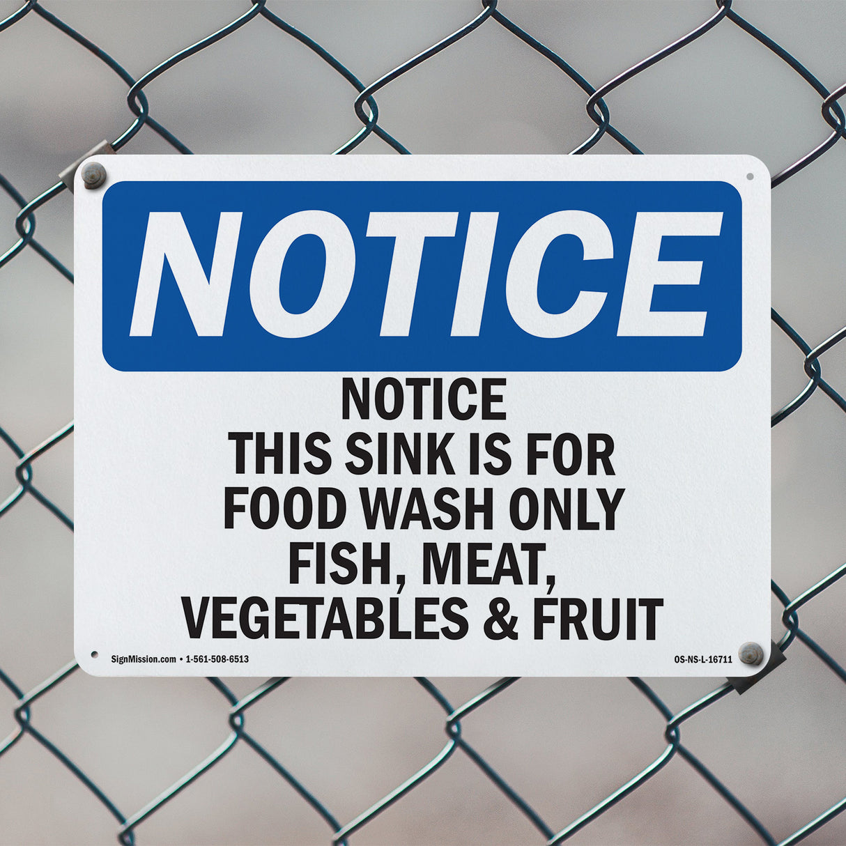 Notice This Sink Is For Food Wash Only Fish,