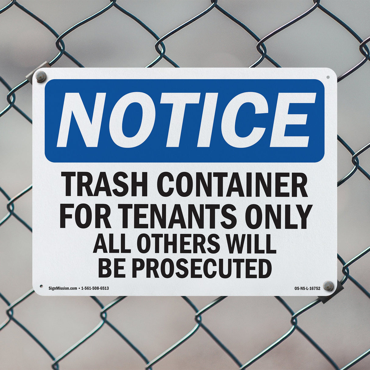 NOTICE Trash Container Tenants Others Prosecuted