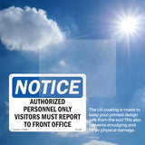 NOTICE Visitors Must Report To Front Office