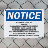 Petroleum Crude Oil Danger Flammable Liquid Sign