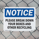 Please Break Down Your Boxes And Other Recycling