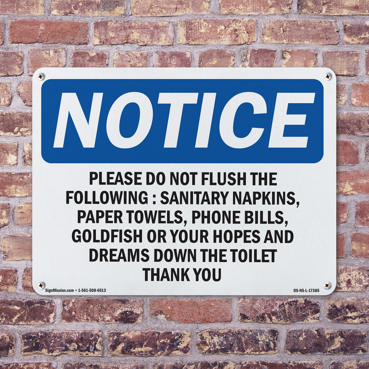 Please Do Not Flush The Following Sanitary