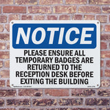 Please Ensure All Temporary Badges Are Returned