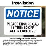 Please Ensure Gas Is Turned Off After Each Use