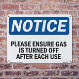 Please Ensure Gas Is Turned Off After Each Use