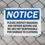Please Inspect Washers And Dryers Before