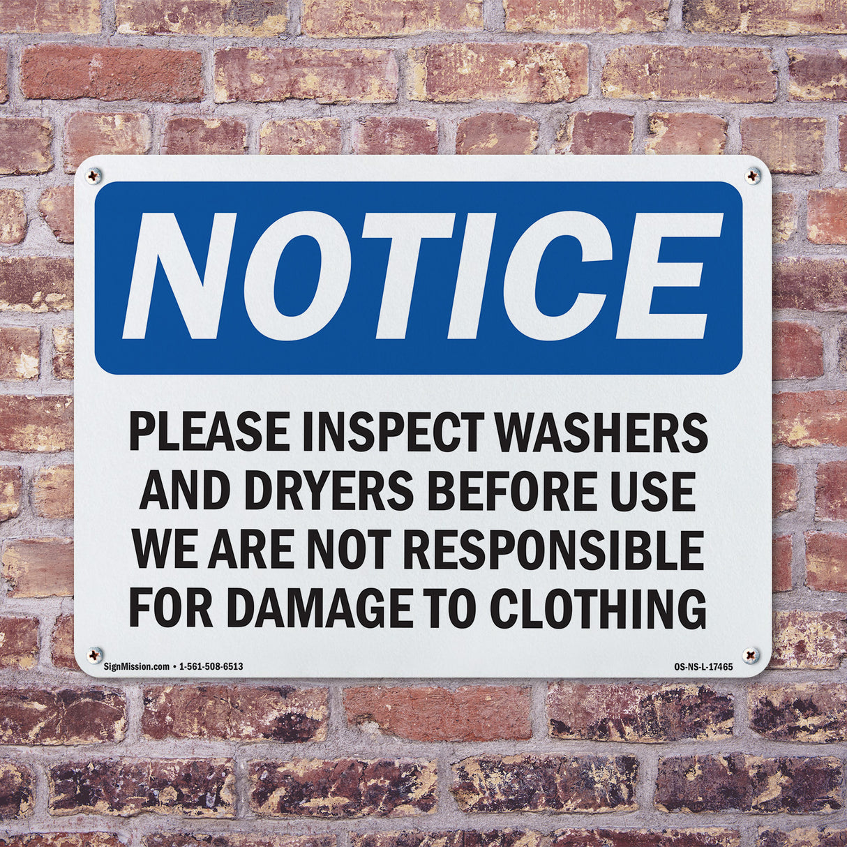 Please Inspect Washers And Dryers Before