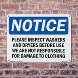 Please Inspect Washers And Dryers Before