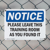 Please Leave This Training Room As You Found It