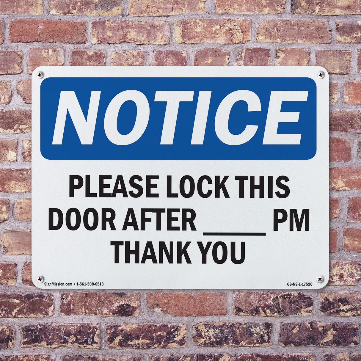 Please Lock This Door After ____ Pm Thank You
