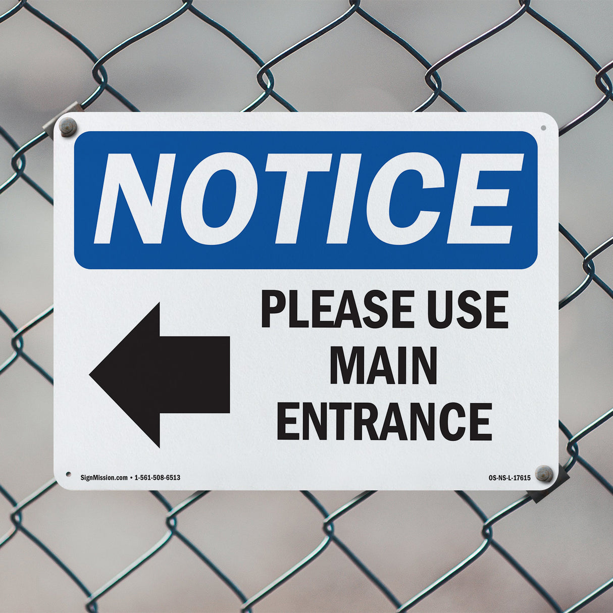 Please Use Main Entrance [Left Arrow]