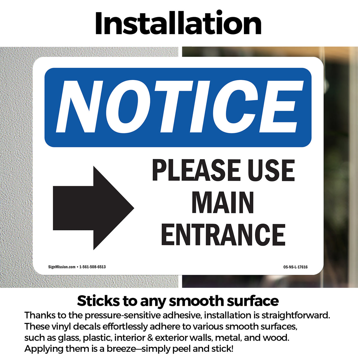 Please Use Main Entrance [Right Arrow]