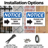 Please Use Main Entrance [Right Arrow]