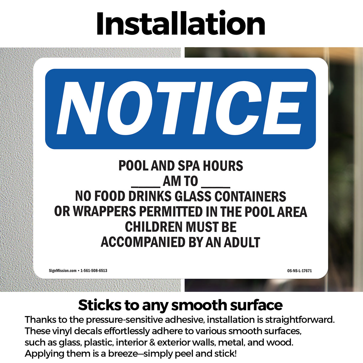 Pool & Spa Hours ____ Am To ____ Pm No Food