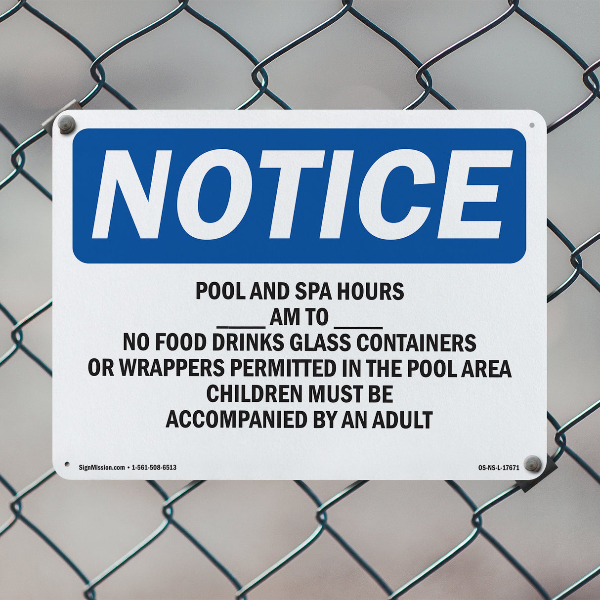 Pool & Spa Hours ____ Am To ____ Pm No Food