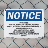 Pool Rules Have Fun, Be Safe, No Smoking,