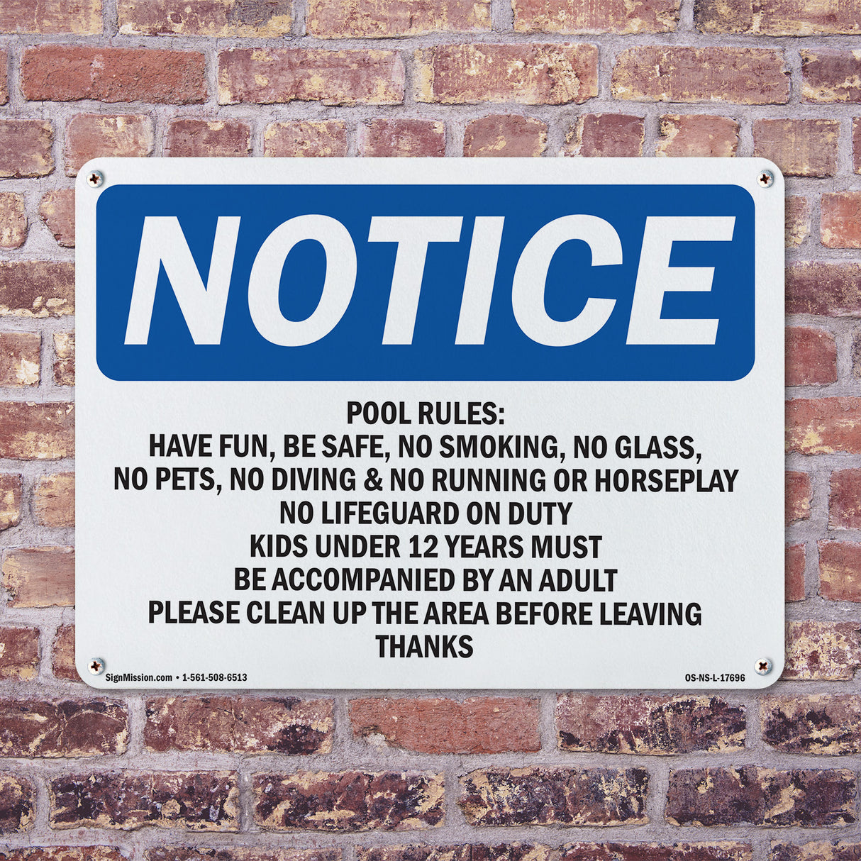 Pool Rules Have Fun, Be Safe, No Smoking,