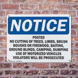 Posted No Cutting Of Trees, Limbs, Brush,