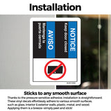 Notice Keep Door Closed (Bilingual Spanish)