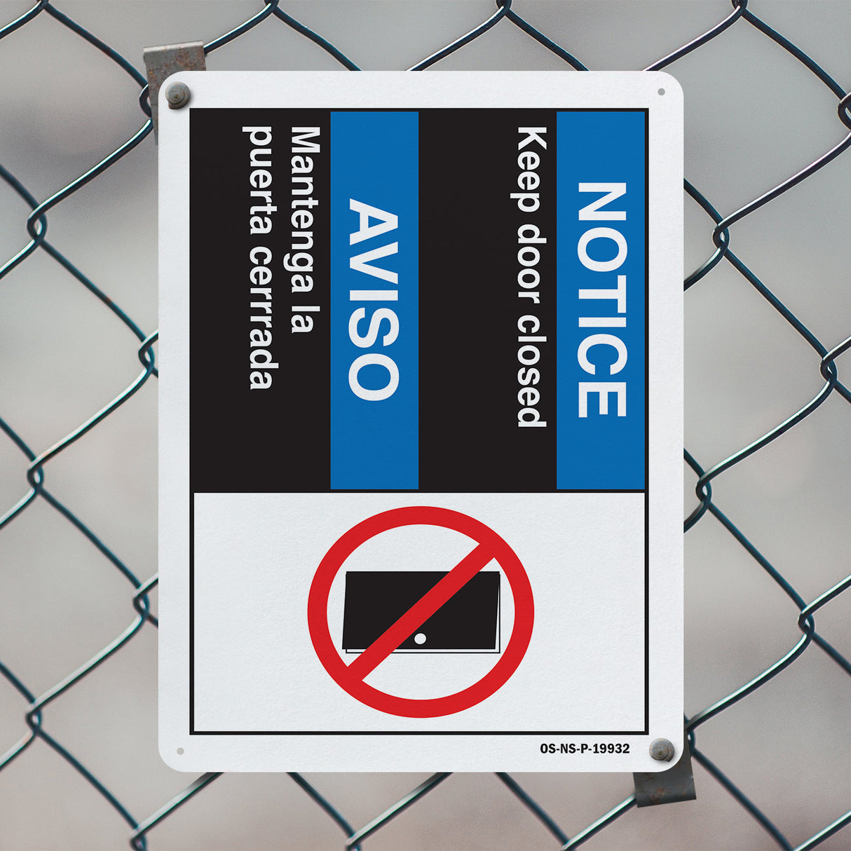 Notice Keep Door Closed (Bilingual Spanish)