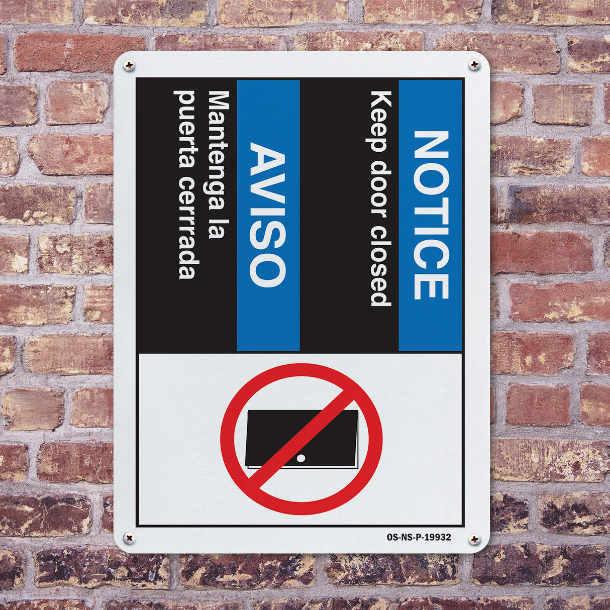 Notice Keep Door Closed (Bilingual Spanish)