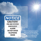 Caution FM-200 System Discharge Alarm Do Sign