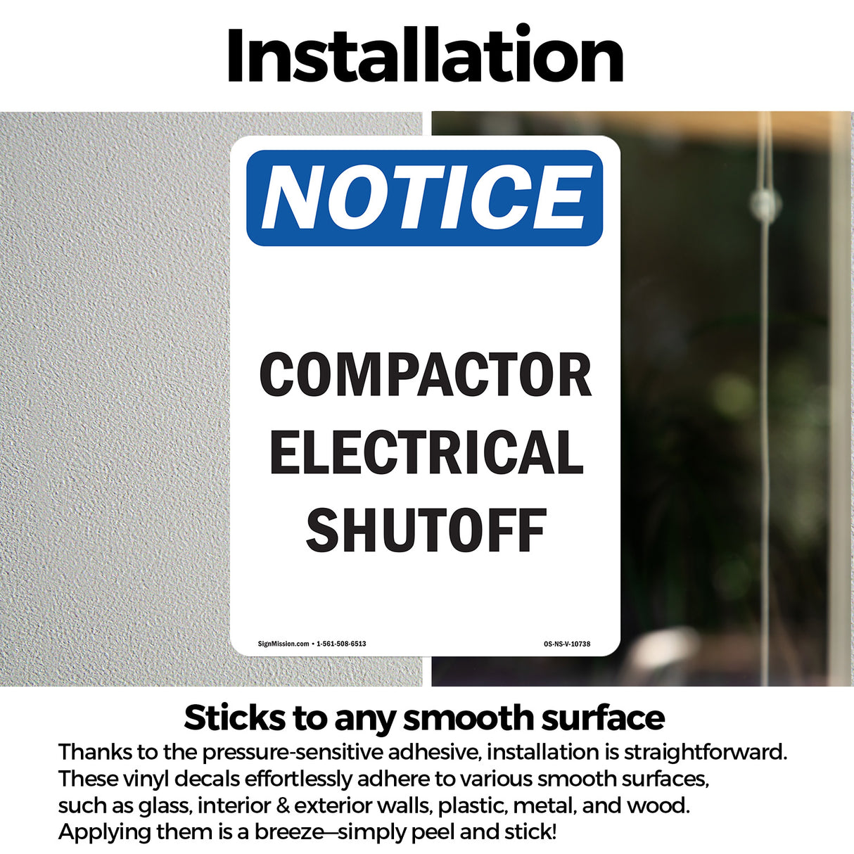 Compactor Electrical Shutoff Sign