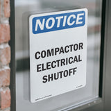 Compactor Electrical Shutoff Sign