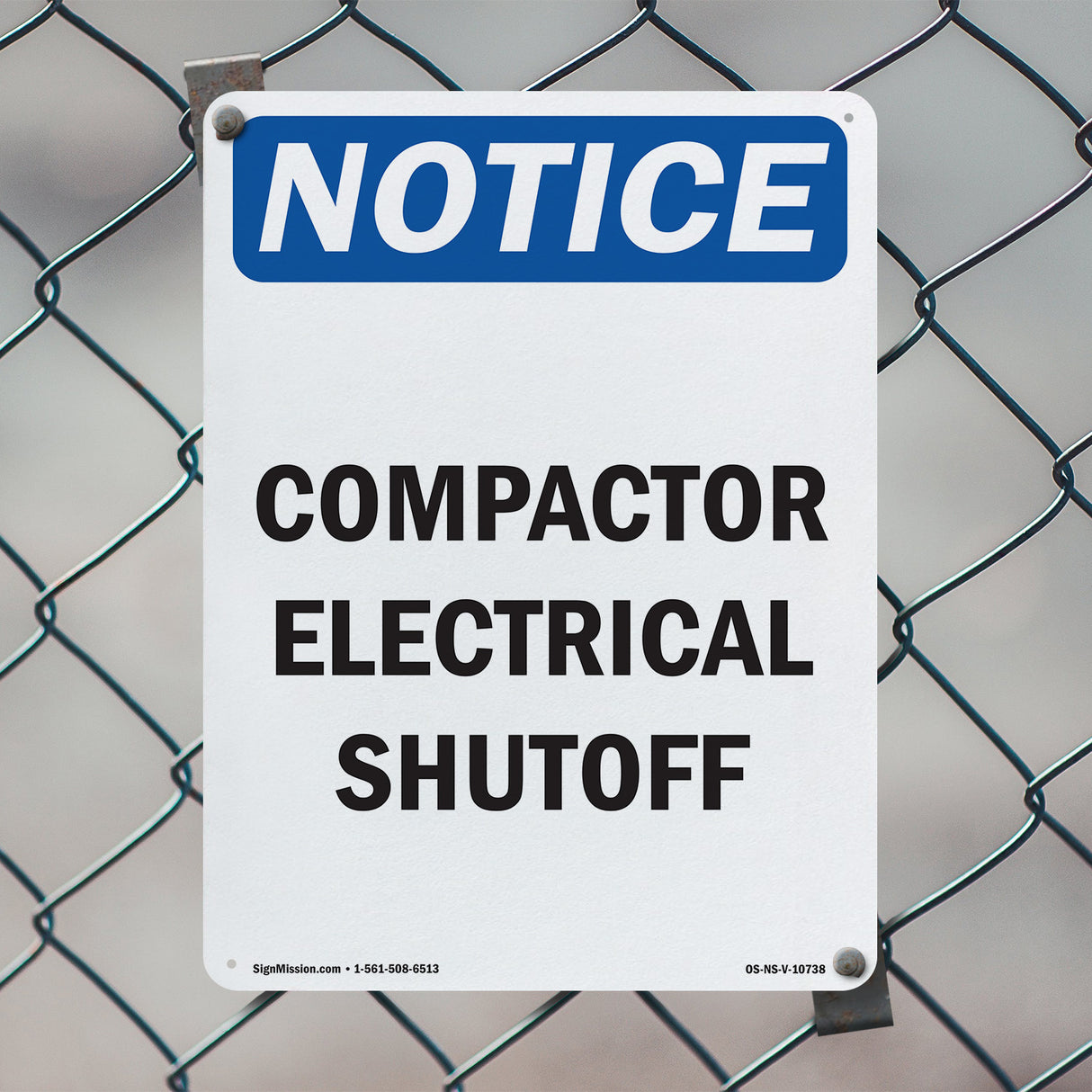 Compactor Electrical Shutoff Sign