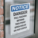 Danger Fall Hazard Beyond This Point Open