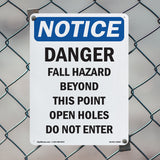 Danger Fall Hazard Beyond This Point Open