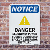 Danger Secondary Power