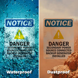 Danger Secondary Power