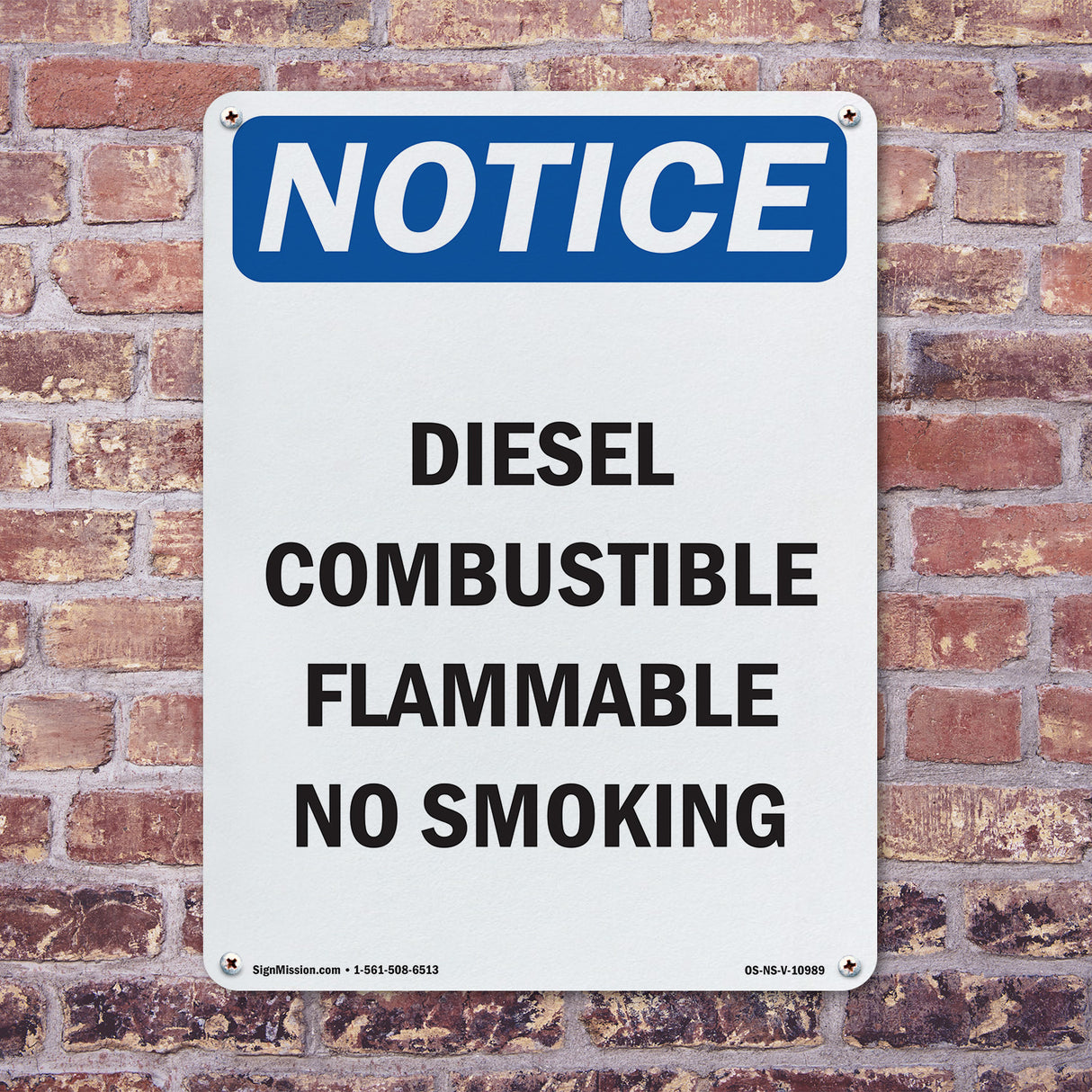 Diesel Combustible Flammable No Smoking Sign
