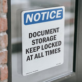 Document Storage Keep Locked At All Times Sign