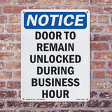 Door To Remain Unlocked During Business Hours