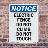 Electric Fence Do Not Climb Do Not Touch Sign