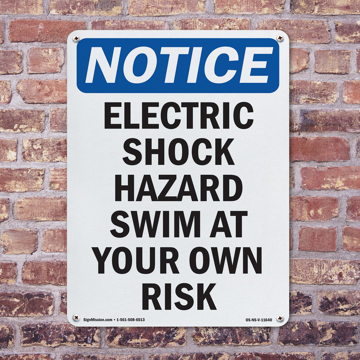 Electric Shock Hazard Risk Swim At Your Own Risk Sign