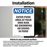 Enter Pond Area At Your Own Risk No Swimming