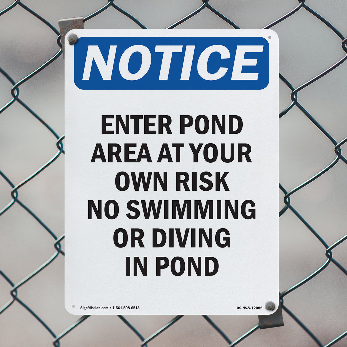Enter Pond Area At Your Own Risk No Swimming