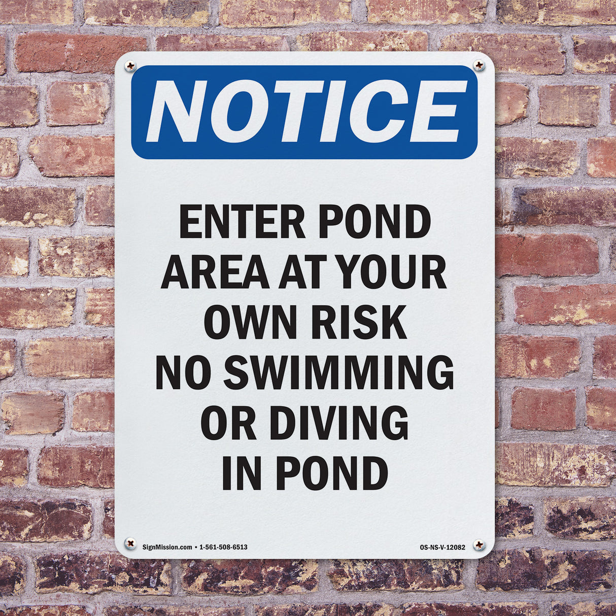 Enter Pond Area At Your Own Risk No Swimming