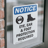 Eye, Ear & Foot Protection Required