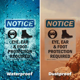 Eye, Ear & Foot Protection Required