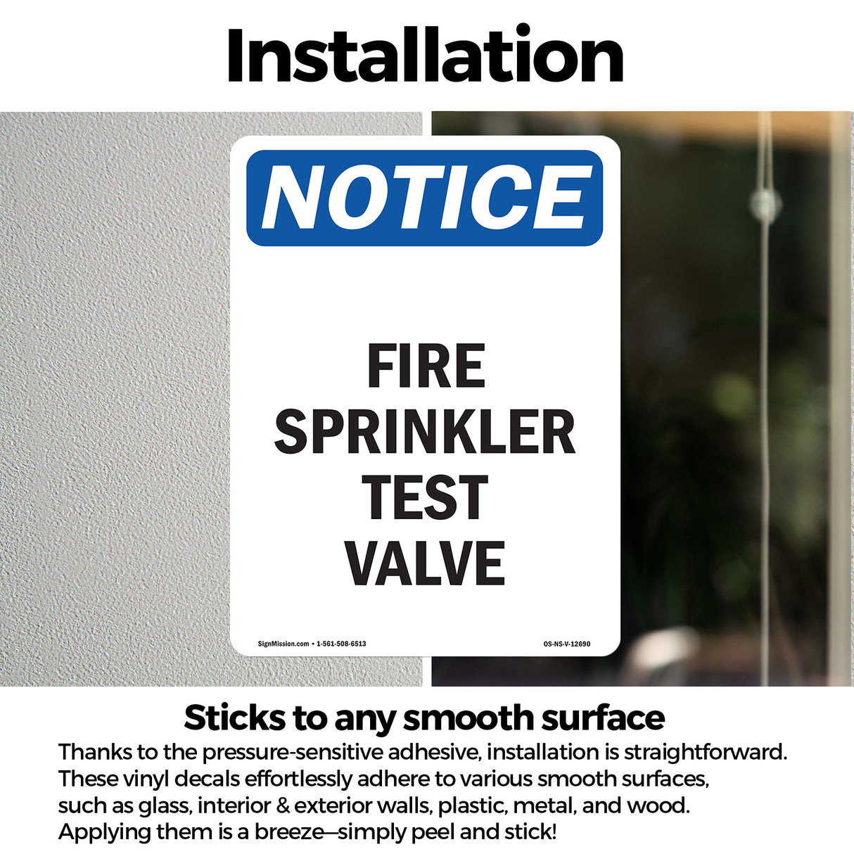 Fire Sprinkler Test Valve Sign