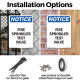 Fire Sprinkler Test Valve Sign