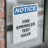 Fire Sprinkler Test Valve Sign