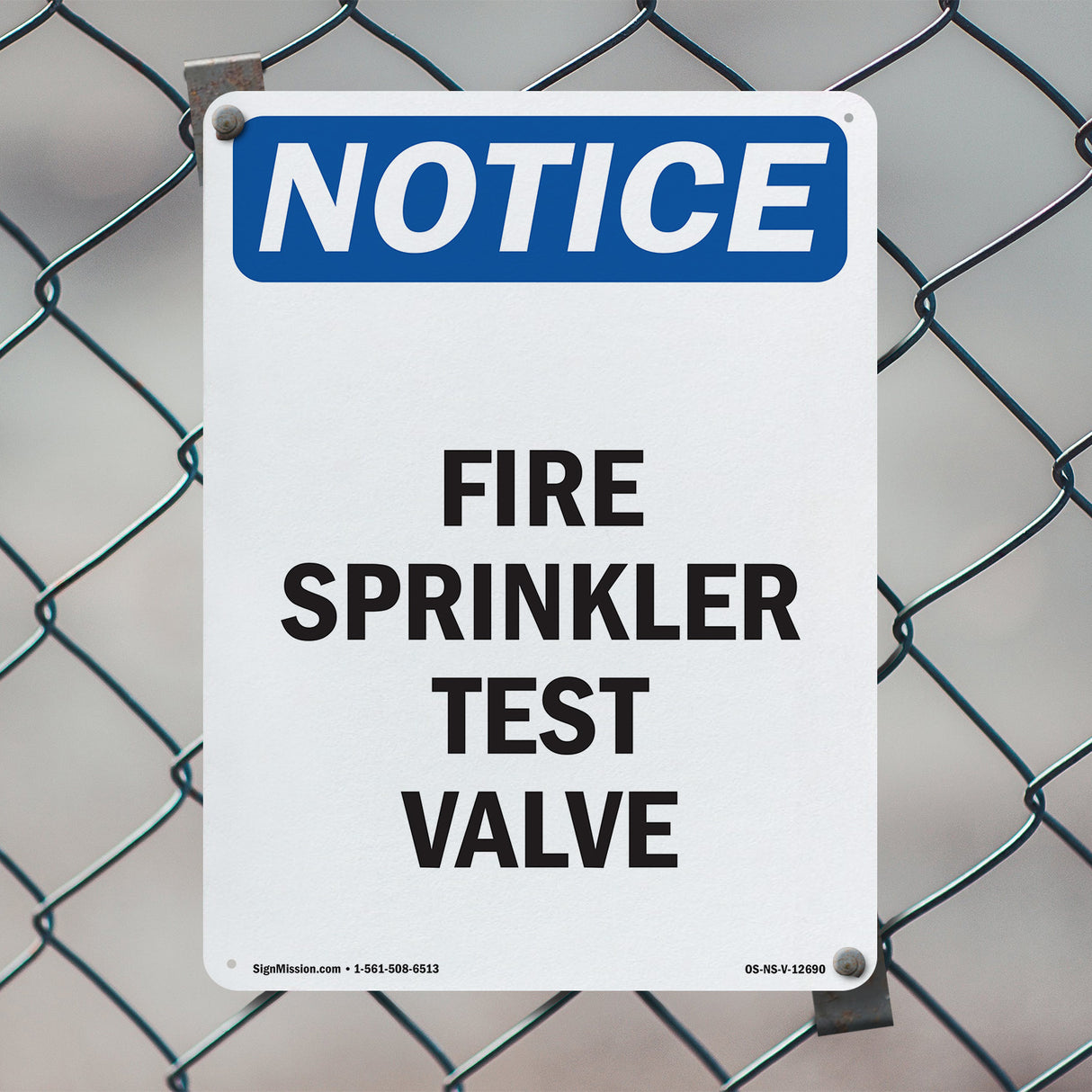 Fire Sprinkler Test Valve Sign