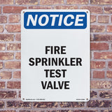 Fire Sprinkler Test Valve Sign