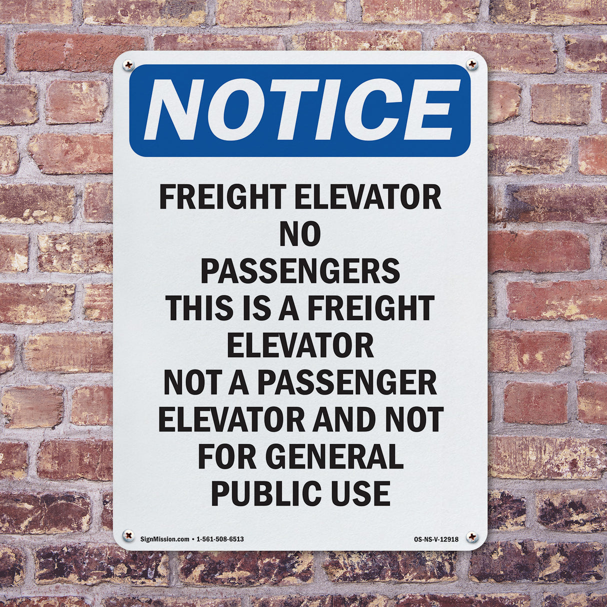 Freight Elevator No Passengers Sign