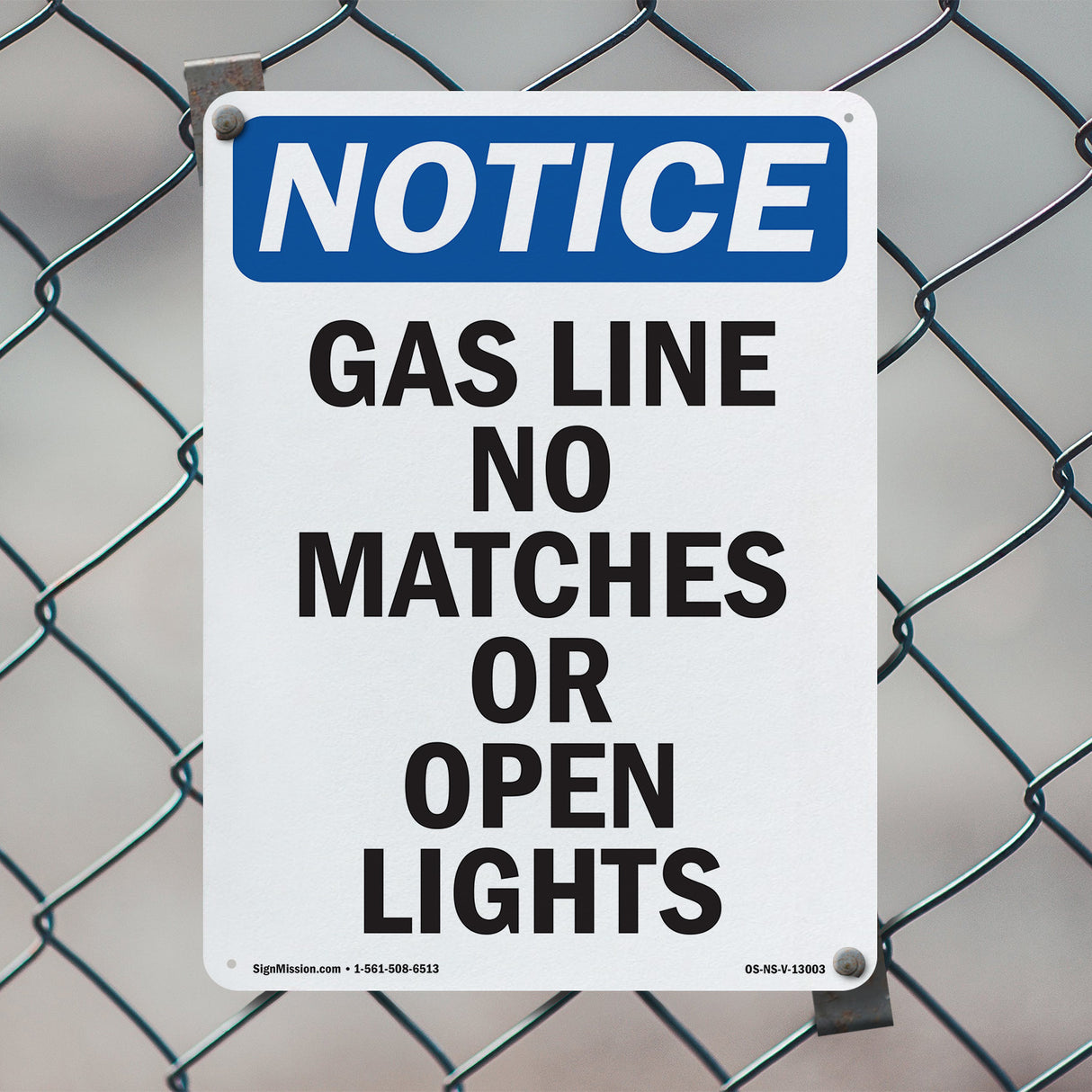 Gas Line No Matches Or Open Lights Sign